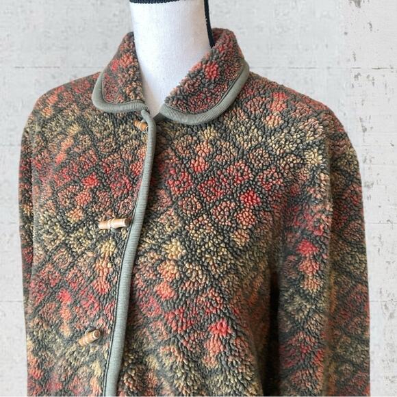 VTG Orvis Sherpa Fleece Toggle Jacket Size M Cabincore Southwestern Outdoor - Picture 3 of 10